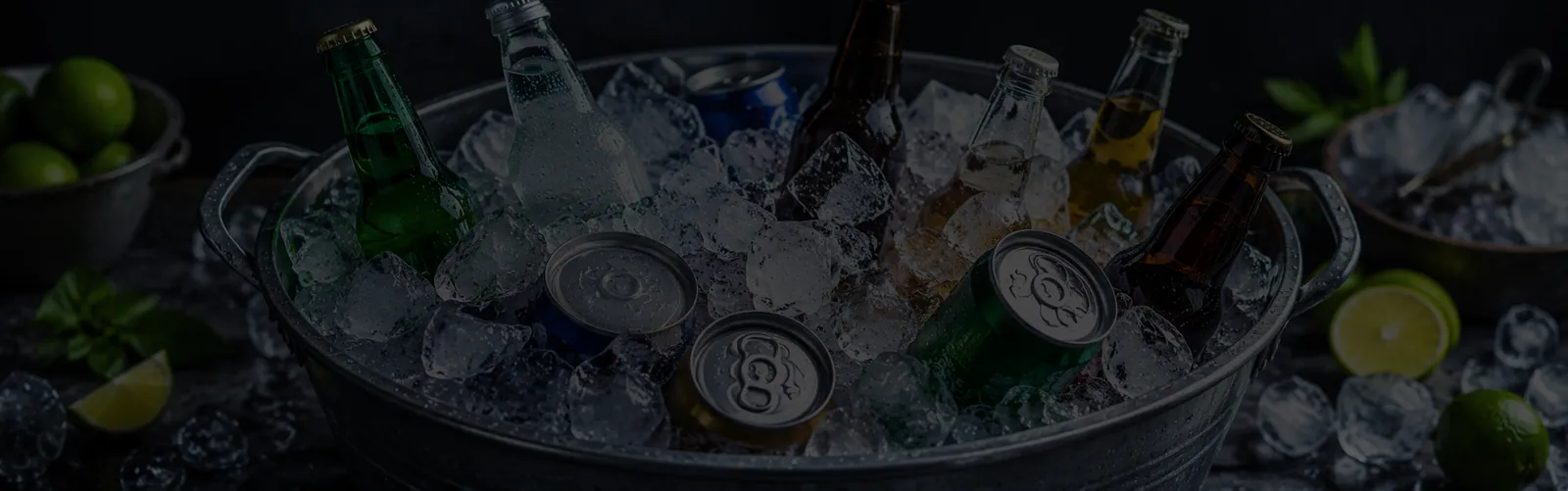 Fresh ice with chilled drinks
